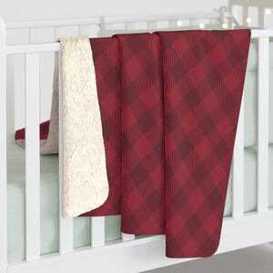 NWT Porter Anna- Crimson & Cream Sherpa Blanket in Gingham